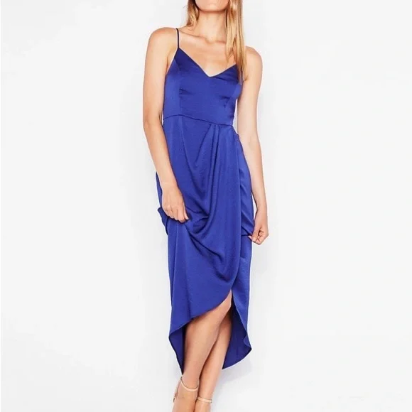 express blue satin dress express royal blue satin dress